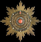 China, Order of the Double Dragon, Type II (1902-1912), First Class, Third Grade, in silver-gilt, silver and blue enamel, with central and upper plain...