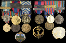 France, Mounted Peacekeeping Groups (2), Naval Group of Six, Overseas Medal 1962, single clasp, Tchad, Gold Medal of National Defence 1982, 2 clasps, ...