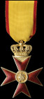 Germany, Mecklenburg-Schwerin, Order of the Griffin, Knight’s breast badge with crown (1904-18), in gilt and red enamel, width 43mm, extremely fine
...