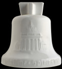 Germany, Third Reich, Porcelain Olympic Bell Money Box, height 125mm, with slot for inserting coins, with original base but lacking original key for l...