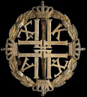 Greece, Centenary of the Greek Royal House of Glücksberg 1963, First Class 'gold' badge by Vourakis, hallmarked 950, openwork in silver-gilt, with cen...