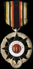 India, Bahawalpur, Imtiaz-i-Abbasia, Third Class neck badge, unmarked, in silver and enamels, width 50.3mm, neck riband loop lacking, good very fine
...