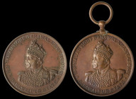 India, Bahawalpur, Birth of the Heir Apparent Sadiq Muhammad Khan 29 September 1904, Second Class medals (2), both in bronze, by Hamilton & Co., Type ...