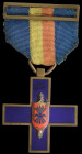 Italy, Frecce Azzurre Volunteer Division Commemorative Cross, 1938, in bronze and enamels, 39.8mm, with original riband and suspension, good very fine...