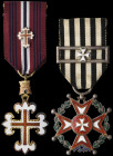Portugal, Order of St John of Jerusalem, Knight’s breast badge, in silver and enamels, width 40.3mm; Order of Military Merit, Knight’s breast badge, i...
