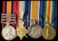 A Second Boer War and Great War Group of 4 awarded to Warrant Officer Class 1 George Hall, Army Ordnance Corps, comprising: Queen’s South Africa, 1899...
