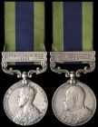 India General Service, 1908-35 (2), single clasp North West Frontier 1908 (4611 Sepoy Nadir Shah Q. O. C. Guides), erased and renamed in a running scr...