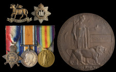 A 1914 Star and Memorial Plaque Group of 4 awarded to Private Thomas Knight, 1st Battalion, Devonshire Regiment, late The Queen’s (Royal West Surrey) ...