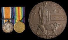 A Great War Pair and Memorial Plaque awarded to Gunner James Luxford, 252nd Siege Battery, Royal Garrison Artillery, who died in France on 12 December...