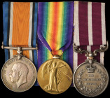 A Great War Meritorious Service Medal Group of 3 awarded to Acting Sergeant Ernest Douglas Ingram, Royal Army Ordnance Corps, comprising: British War ...