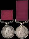 Army Long Service and Good Conduct (2), E.VII.R. (912 Bndsmn. W. Parfett Irish Gds.) with reverse pin for wear upon ribbon, and (1502 Bndsmn R. Portel...