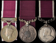 Army Long Service and Good Conduct (3), V.R., small reverse lettering (1874-1901) (Store. Serjt. Mervyn. Gerard. Ord. Dept.); E.VII.R. (Sub Condr Eust...