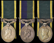 Efficiency Medal (3), G.VI.R., Territorial (2035729 Pte. A. E. Tamplin. R.A.O.C.); E.II.R., Territorial (22251045 W.O. Cl. 1. F. Smith. RAOC.); E.II.R...