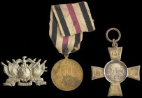 Boer War Memorabilia: Z.A.R. sixpence, 1898, set into the centre of a silver-gilt cross, the limbs engraved ZAR/L/Z/Eendragt - Maakt-Magt, width 41.7m...