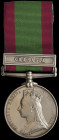Afghanistan, 1878-80, single clasp, Charasia (1542, Pte W. Jones, 67th Foot), with reverse pin for wear upon ribbon, tiny pawnbroker’s mark ‘2’ near s...