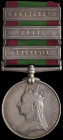 Afghanistan, 1878-80, 3 clasps, Charasia, Kabul, Kandahar (58 B/1114 Pte. J. Ross, 72nd Highrs.), surface marks, good fine / very fine Private James R...