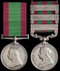 An Afghanistan and India General Service Pair awarded to Sowar Kattoo Khan, 18th Bengal Cavalry, comprising: Afghanistan, 1878-80, no clasp (Sowar Kut...