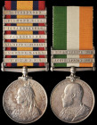 A Second Boer War Pair awarded to Private T. King, 9th (Queen’s Royal) Lancers, comprising: Queen’s South Africa 1899-1902, second type reverse with g...