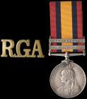 Queen’s South Africa, 1899-1902, third type reverse, 2 clasps, Natal, Transvaal (2177 Gnr: J. Winship, Durham R.G.A), with brass R.G.A. badge, lightly...