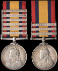 Queen’s South Africa (2), 1899-1902, third type reverse, 3 clasps, Belmont, Driefontein, Johannesburg (3418 Pte. G. Leeson. Coldstream Guards.), secon...