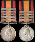 Queen’s South Africa 1899-1902 (2), second type reverse , with ghosted dates, 5 clasps, Tugela Heights, Orange Free State, Relief of Ladysmith, Transv...