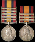Queen’s South Africa (2), 1899-1902, both second type reverse, 3 clasps, Cape Colony, Orange Free State, Johannesburg (923 Pte S. Leyland. E. Lanc: Re...