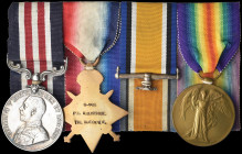 A Great War M.M. Group of 4 awarded to Corporal Albert Butcher, 6th Battalion, The Queen’s (Royal West Surrey) Regiment, who having been awarded the M...