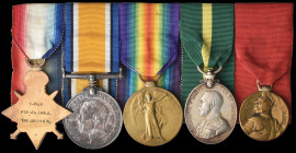 The Extremely Rare Great War Serbian Gold Medal for Bravery Group of 5 awarded to Private James Alfred Earle, 1st/5th Queen’s (Royal West Surrey) Regi...