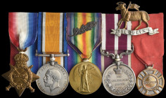The Rare Great War Serbian Silver Medal for Bravery and M.S.M. Group of 5 awarded to Lance-Corporal Francis William Combes, 1st/5th Queen’s (Royal Wes...