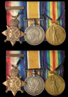 Great War 1914 Star Casualty Trio & Memorial Plaque awarded to Private Ernest Ryman, 1st Battalion, and a 1914 Casualty Trio awarded Private Frederick...