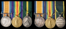 Two Great War Territorial Groups of 3 awarded to Sergeant John William Grey, 1st/4th Battalion, and Sergeant H. A. Hipperson, 10th (Service) Battalion...