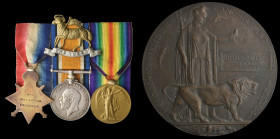 A Great War 'Mesopotamia Casualty' Trio and Memorial Plaque awarded to Corporal Charles Alfred Upfold, 1st/5th Battalion, The Queen’s (Royal West Surr...