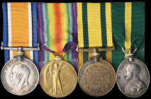 A Great War Territorials Group of 4 awarded to Private William George Charles Woods, 1st/5th Battalion, The Queen’s (Royal West Surrey) Regiment, late...