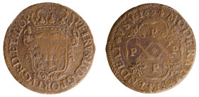 Angola - D.Pedro II - XX Réis 1694 PPPP
Angola - D.Pedro II - XX Réis 1694 PPPP, BC+, A.G:03.02, 14,09gr, Copper