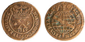 Angola - D.João V - X Réis 1715
Angola - D.João V - X Réis 1715, A.G:02.01, MBC-, 6,08gr, Copper
