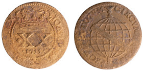 Angola D.João V - XX Réis 1715
Angola D.João V - XX Réis 1715, A.G:05.01, BC+, 15,80gr, Copper