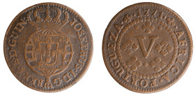 Angola D.José I - V Réis 1771
Angola D.José I - V Réis 1771, A.G:05.03, MBC-, 3,10gr, Copper