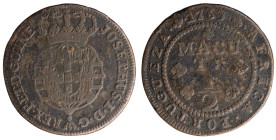 Angola D.José I - 1/2 Macuta 1763
Angola D.José I - 1/2 Macuta 1763, MBC-, A.G:07.02, 19,02gr, , Copper