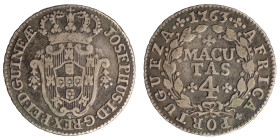 Angola D.José I - 4 Macutas 1763
Angola D.José I - 4 Macutas 1763, MBC+, A.G:10.02, 5,52gr, Silver