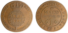 Angola D.Maria I e D.Pedro III - Macuta 1783
Angola D.Maria I e D.Pedro III - Macuta 1783, Extremamente Rara, MBC, A.G:03.02, 38,73gr, Copper