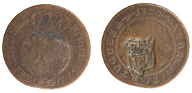 Angola D.Maria II - 1/4 Macuta 1770 with Stamp Shield Crown
Angola D.Maria II - 1/4 Macuta 1770 with Stamp Shield Crown, MBC-, A.G::03.03, 9,41gr, Co...