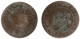 Angola D.Maria II - 1/4 Macuta 1785 with Stamp Shield Crown
Angola D.Maria II - 1/4 Macuta 1785 with Stamp Shield Crown, BC+, A.G:03.05, 8,39gr, Copp...