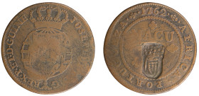Angola D.Maria II - Macuta 1762 with Stamp Shield Crown
Angola D.Maria II - Macuta 1762 with Stamp Shield Crown, MBC-, A.G:05.01, 34,60gr, Copper