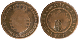 Angola D.Maria II - Macuta 1786 with Stamp Shield Crown
Angola D.Maria II - Macuta 1786 with Stamp Shield Crown, MBC, A.G:05.07, 33,74gr, Copper