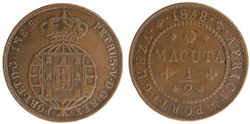 Angola D.Pedro V - 1/2 Macuta 1858
Angola D.Pedro V - 1/2 Macuta 1858, MBC, A.G:01.01, 18,30gr, Copper
