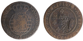 Angola D.Pedro V - Macuta 1814 with Stamp Shield Crown
Angola D.Pedro V - Macuta 1814 with Stamp Shield Crown, MBC-, A.G:04.01, 13,35gr, Copper