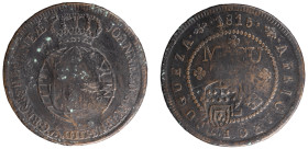 Angola D.Pedro V - 2 Macutas 1815 with Stamp Shield Crown and restruck
Angola D.Pedro V - 2 Macutas 1815 with Stamp Shield Crown and restruck, , MBC,...