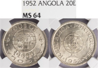 Angola República - 20 Escudos 1952
Angola República - 20 Escudos 1952, NGC MS64, A.G::22..01, Silver