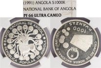 Angola - 1000 Kwanzas
Angola - 1000 Kwanzas, NGC PF 66 Ultra Cameo, Silver