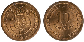 Angola Prova - 10 Centavos 1949 Prova Incusa
Angola Prova - 10 Centavos 1949 Prova Incusa, Soberba, A.G:E1.03, 1,98gr, Bronze